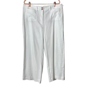 J. Jill Pants Womens Large White Linen Stretch High Rise Straight Leg‎ Lagenlook